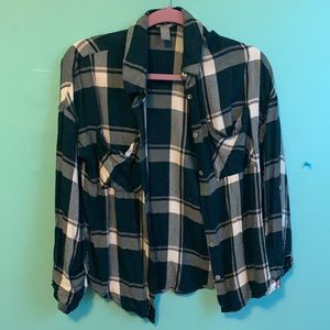 Blue and White Plaid Shirt